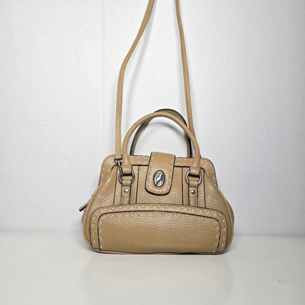Women's Faux Leather Light Brown Satchel Crossbody Bag Purse